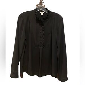 J. Crew Black Sheer Half-Button Up Sheer Blouse Size Small